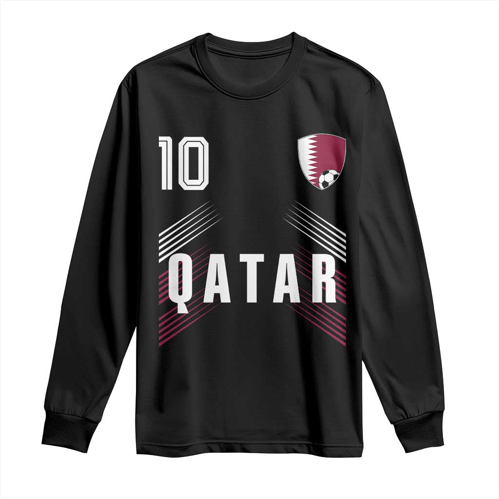 Qatar Soccer Sports Graphic Number 10 Jersey Style Long Sleeve Shirt Proud Qatari Football Fans Game Day Pride