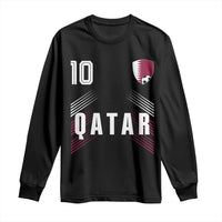 Qatar Soccer Sports Graphic Number 10 Jersey Style Long Sleeve Shirt Proud Qatari Football Fans Game Day Pride
