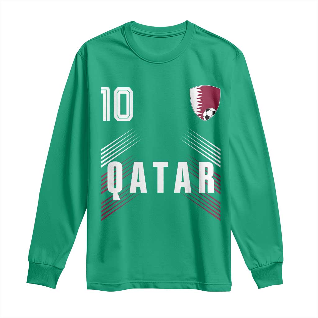Qatar Soccer Sports Graphic Number 10 Jersey Style Long Sleeve Shirt Proud Qatari Football Fans Game Day Pride