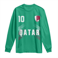 Qatar Soccer Sports Graphic Number 10 Jersey Style Long Sleeve Shirt Proud Qatari Football Fans Game Day Pride