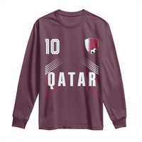 Qatar Soccer Sports Graphic Number 10 Jersey Style Long Sleeve Shirt Proud Qatari Football Fans Game Day Pride