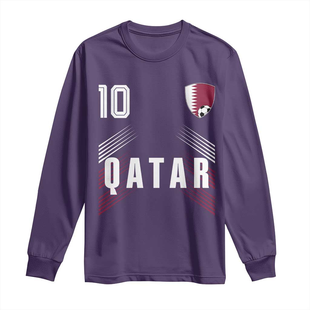 Qatar Soccer Sports Graphic Number 10 Jersey Style Long Sleeve Shirt Proud Qatari Football Fans Game Day Pride