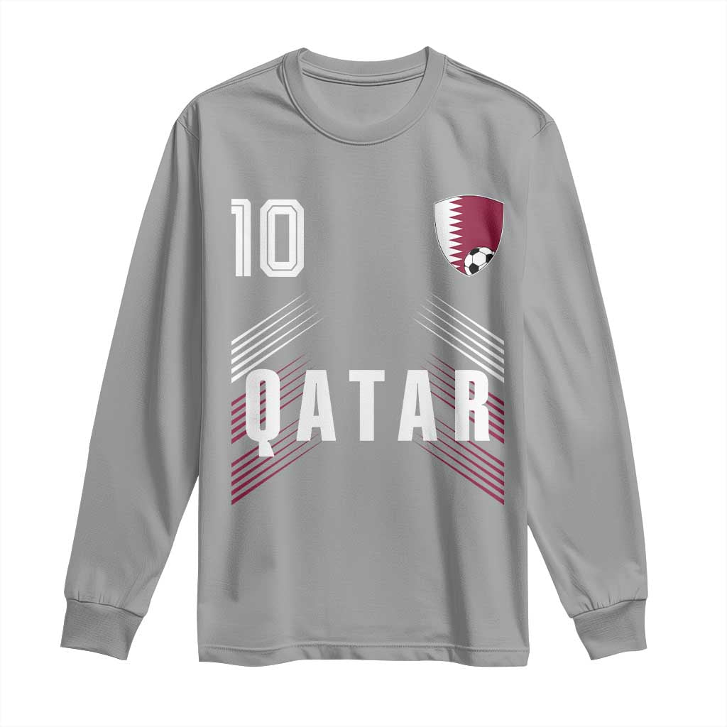 Qatar Soccer Sports Graphic Number 10 Jersey Style Long Sleeve Shirt Proud Qatari Football Fans Game Day Pride