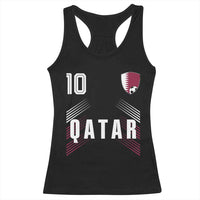 Qatar Soccer Sports Graphic Number 10 Jersey Style Racerback Tank Top Proud Qatari Football Fans Game Day Pride
