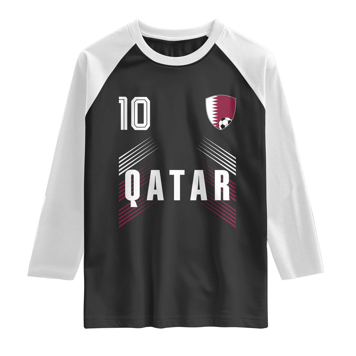 Qatar Soccer Sports Graphic Number 10 Jersey Style Raglan Shirt Proud Qatari Football Fans Game Day Pride