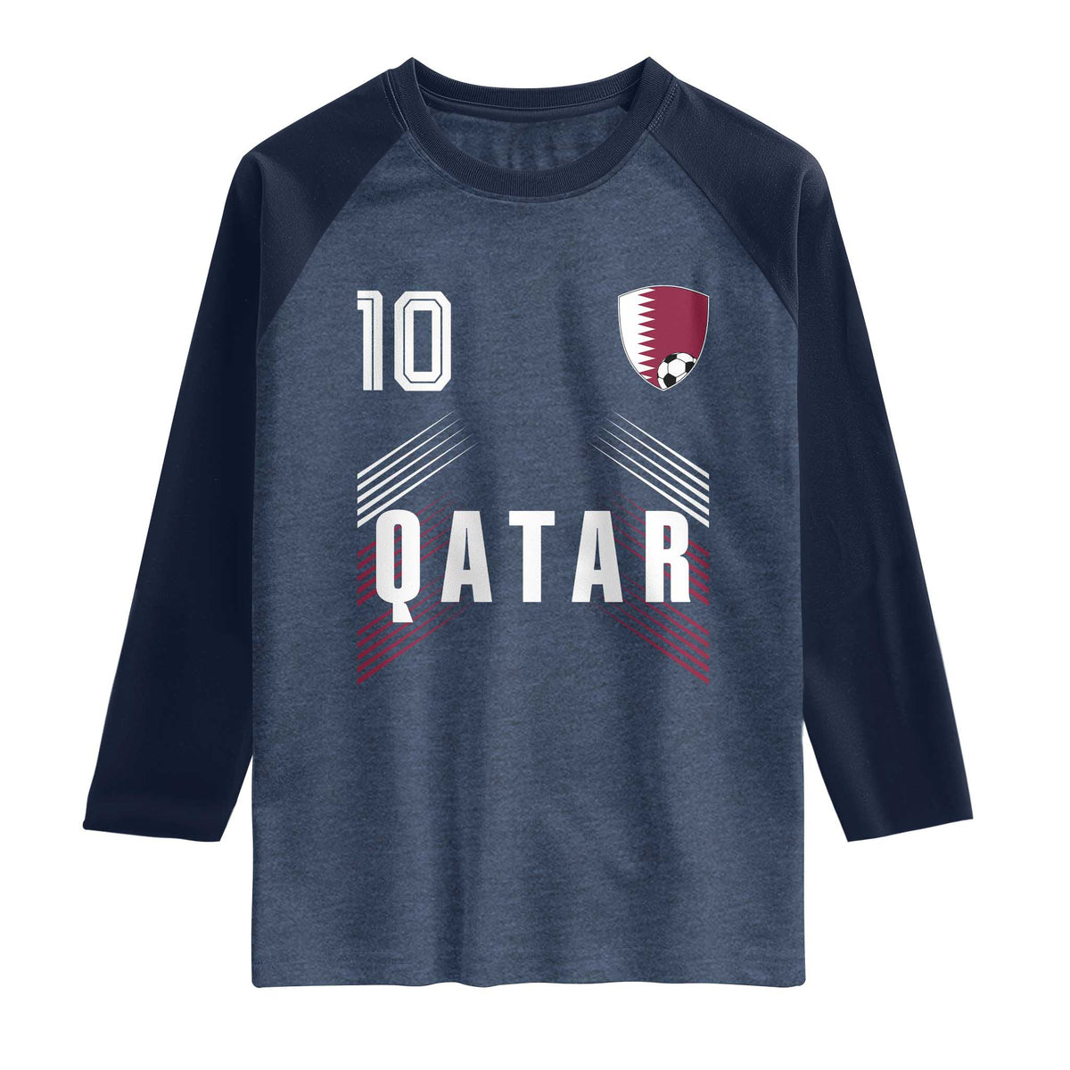 Qatar Soccer Sports Graphic Number 10 Jersey Style Raglan Shirt Proud Qatari Football Fans Game Day Pride