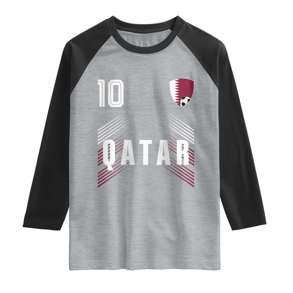 Qatar Soccer Sports Graphic Number 10 Jersey Style Raglan Shirt Proud Qatari Football Fans Game Day Pride