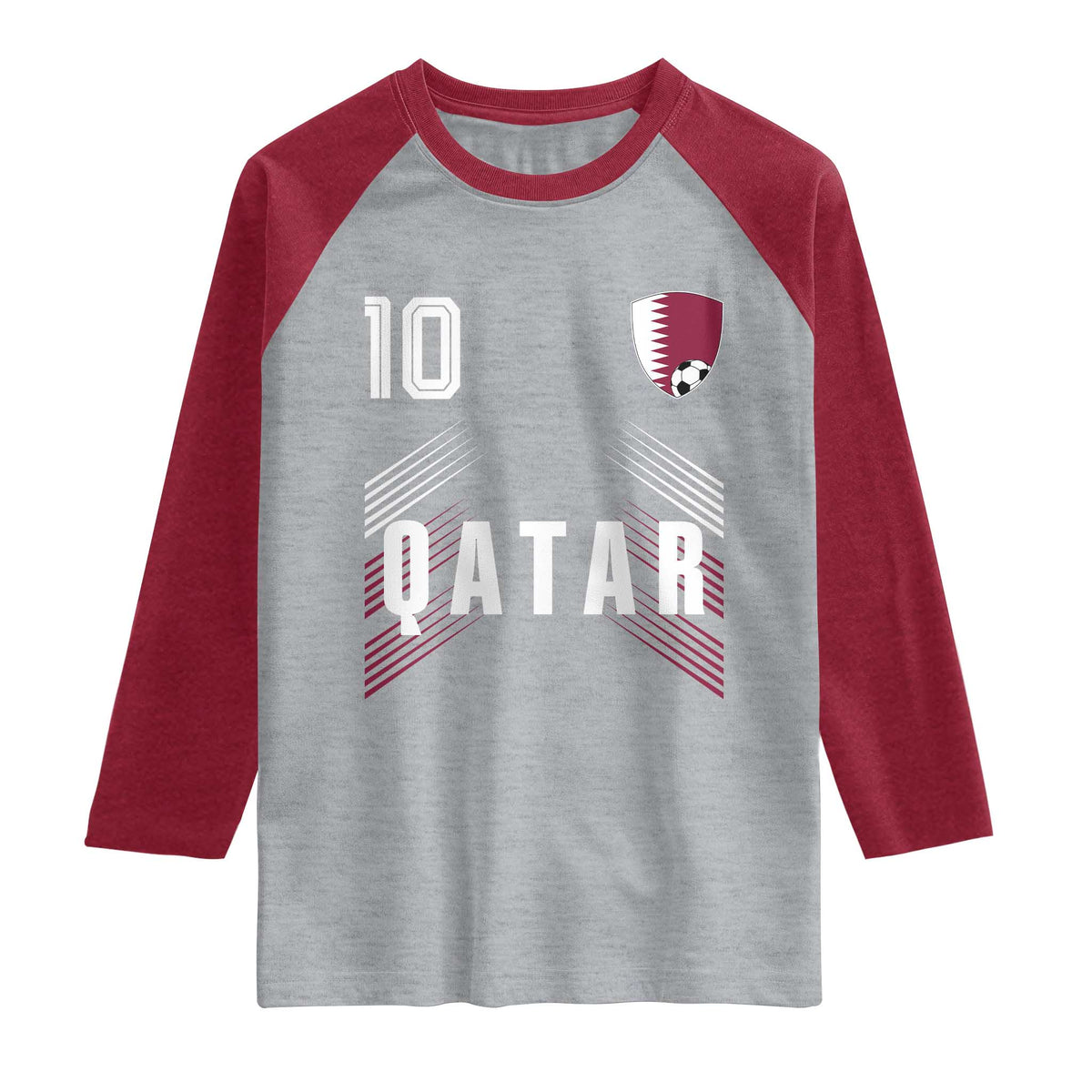 Qatar Soccer Sports Graphic Number 10 Jersey Style Raglan Shirt Proud Qatari Football Fans Game Day Pride