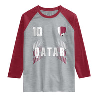 Qatar Soccer Sports Graphic Number 10 Jersey Style Raglan Shirt Proud Qatari Football Fans Game Day Pride