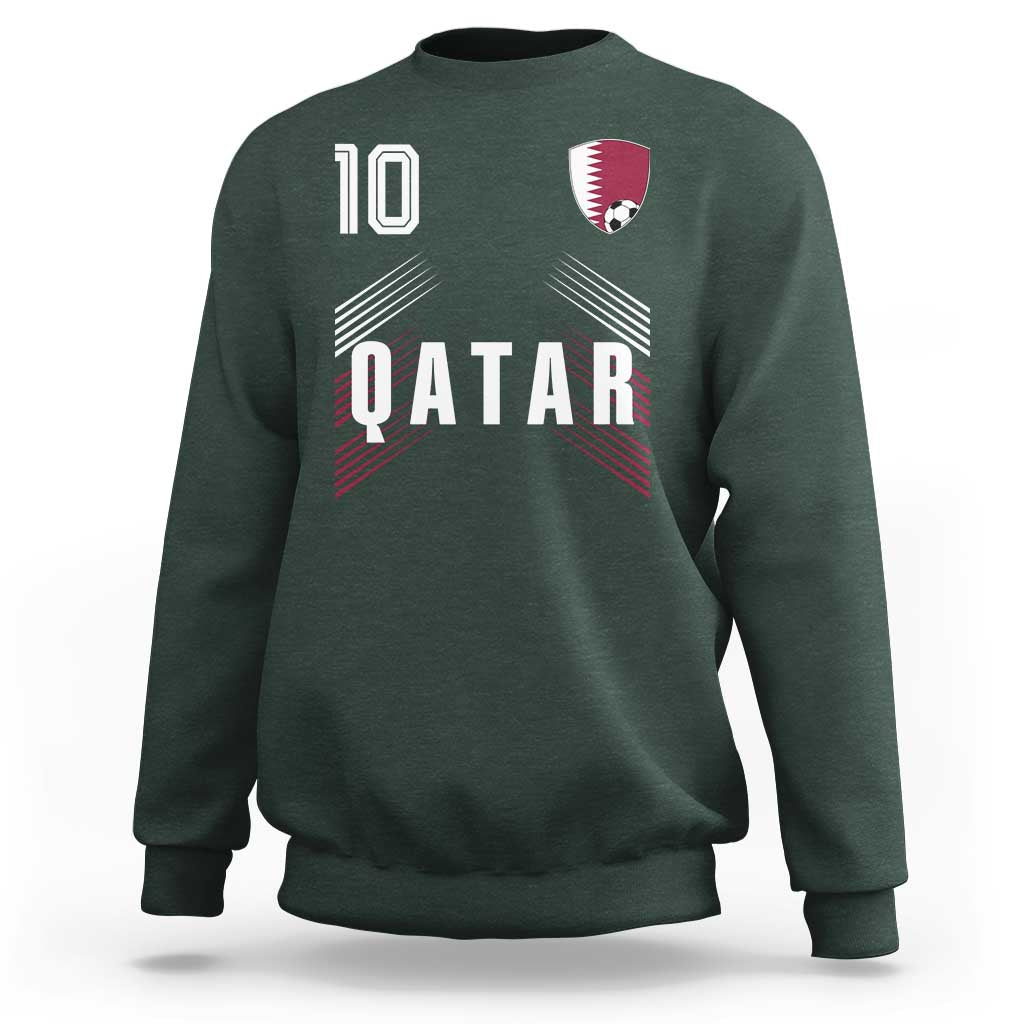 Qatar Soccer Sports Graphic Number 10 Jersey Style Sweatshirt Proud Qatari Football Fans Game Day Pride