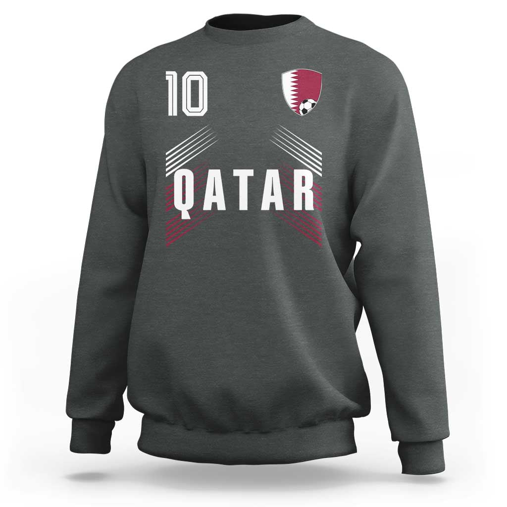 Qatar Soccer Sports Graphic Number 10 Jersey Style Sweatshirt Proud Qatari Football Fans Game Day Pride
