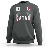 Qatar Soccer Sports Graphic Number 10 Jersey Style Sweatshirt Proud Qatari Football Fans Game Day Pride