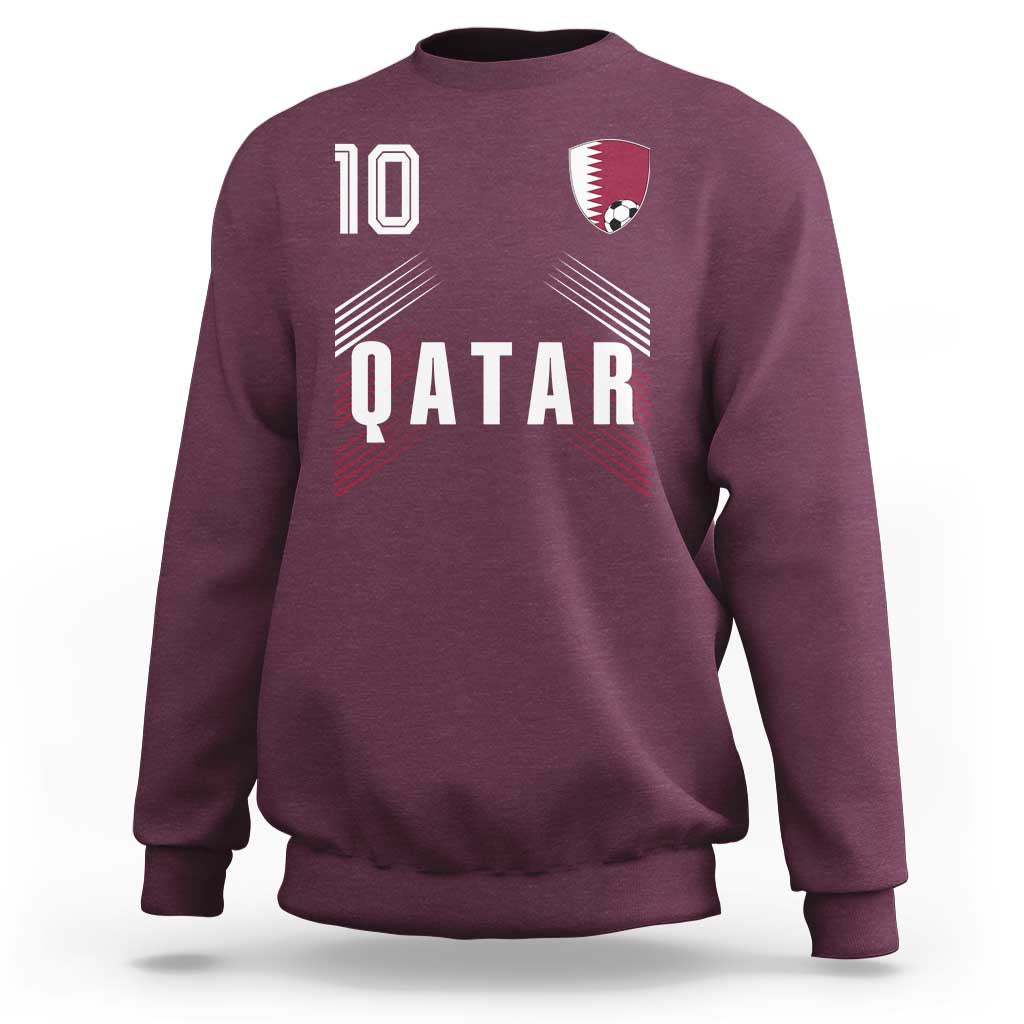 Qatar Soccer Sports Graphic Number 10 Jersey Style Sweatshirt Proud Qatari Football Fans Game Day Pride