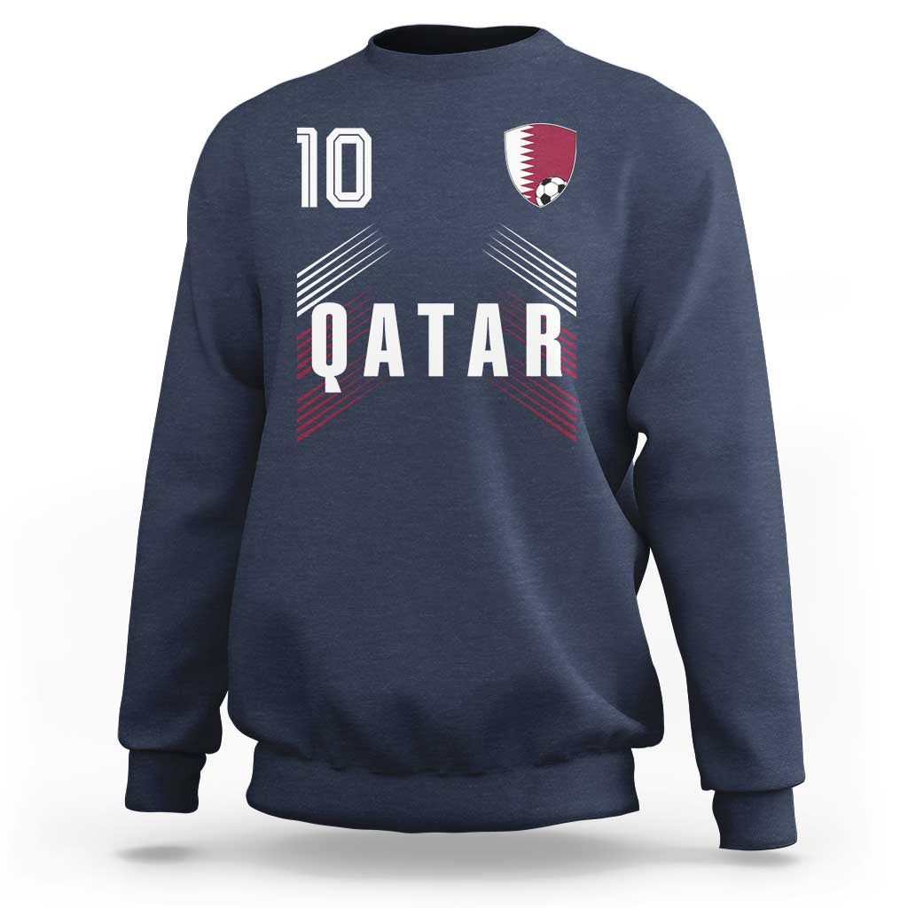 Qatar Soccer Sports Graphic Number 10 Jersey Style Sweatshirt Proud Qatari Football Fans Game Day Pride