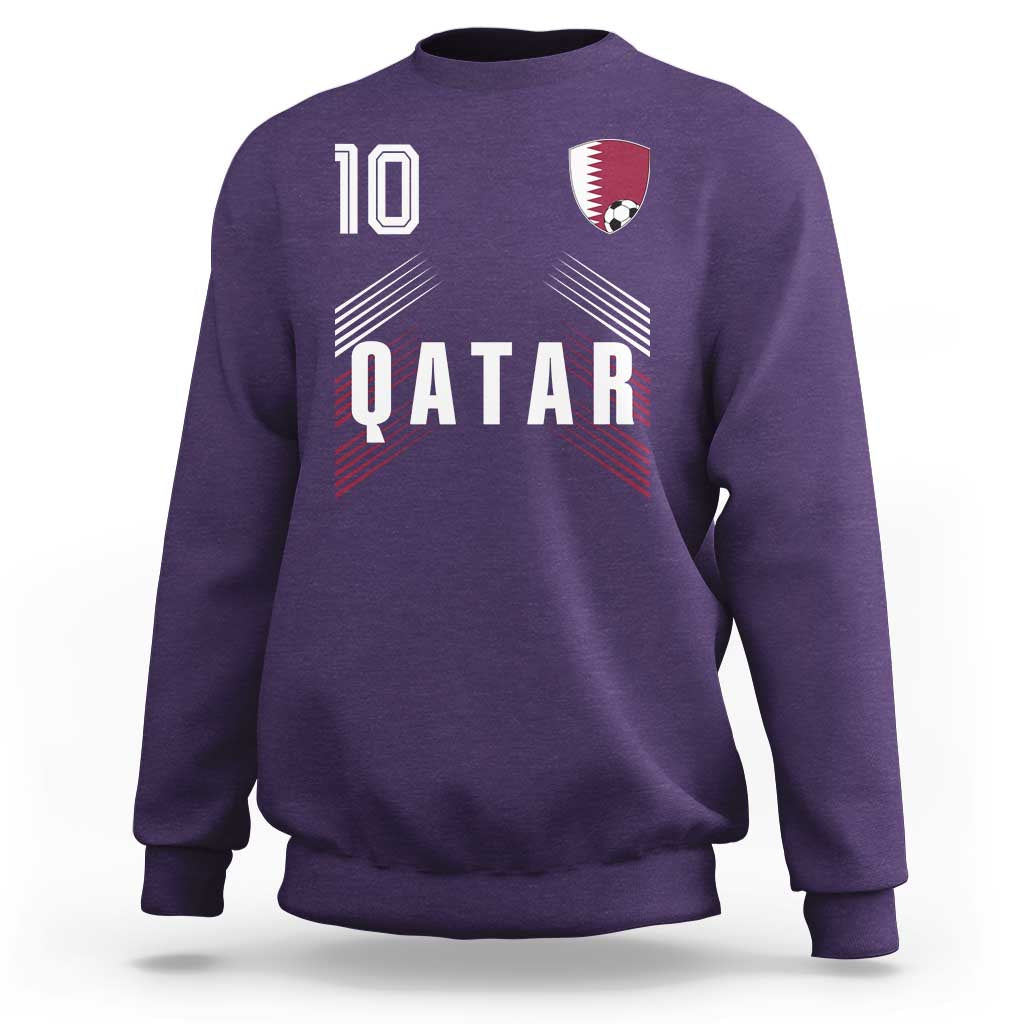 Qatar Soccer Sports Graphic Number 10 Jersey Style Sweatshirt Proud Qatari Football Fans Game Day Pride
