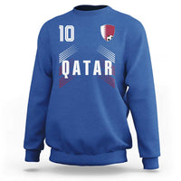 Qatar Soccer Sports Graphic Number 10 Jersey Style Sweatshirt Proud Qatari Football Fans Game Day Pride