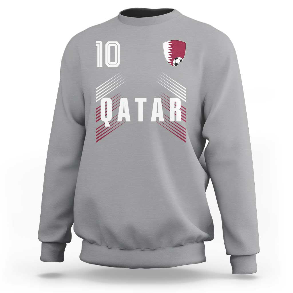 Qatar Soccer Sports Graphic Number 10 Jersey Style Sweatshirt Proud Qatari Football Fans Game Day Pride