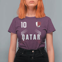 Qatar Soccer Sports Graphic Number 10 Jersey Style T Shirt For Women Proud Qatari Football Fans Game Day Pride