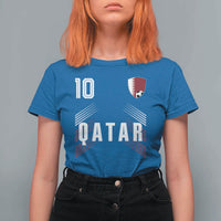 Qatar Soccer Sports Graphic Number 10 Jersey Style T Shirt For Women Proud Qatari Football Fans Game Day Pride