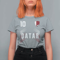 Qatar Soccer Sports Graphic Number 10 Jersey Style T Shirt For Women Proud Qatari Football Fans Game Day Pride