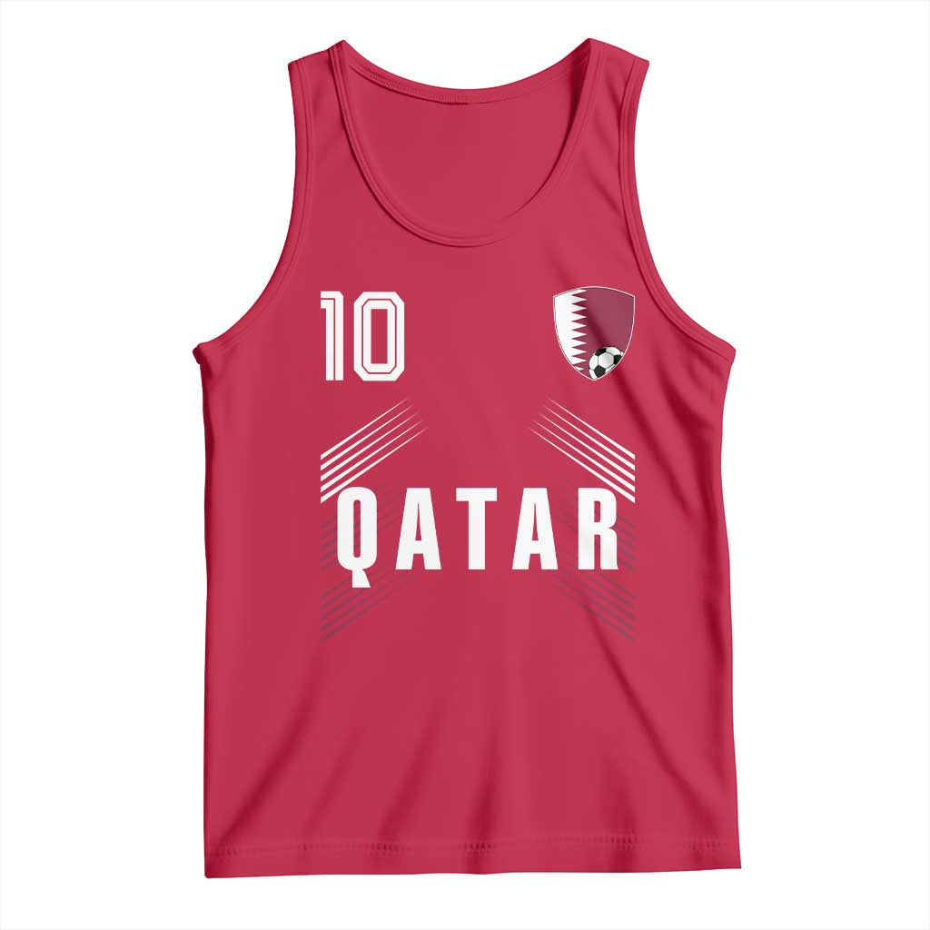 Qatar Soccer Sports Graphic Number 10 Jersey Style Tank Top Proud Qatari Football Fans Game Day Pride