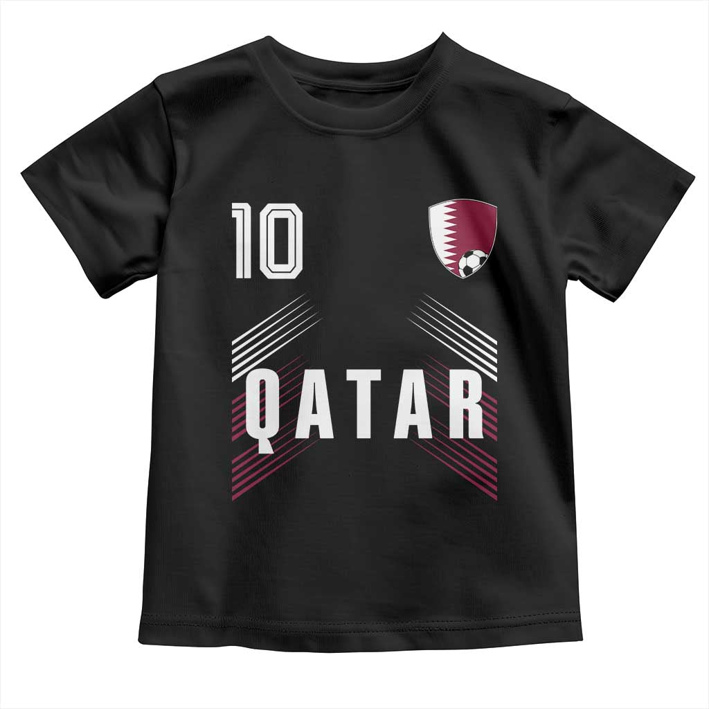 Qatar Soccer Sports Graphic Number 10 Jersey Style Toddler T Shirt Proud Qatari Football Fans Game Day Pride