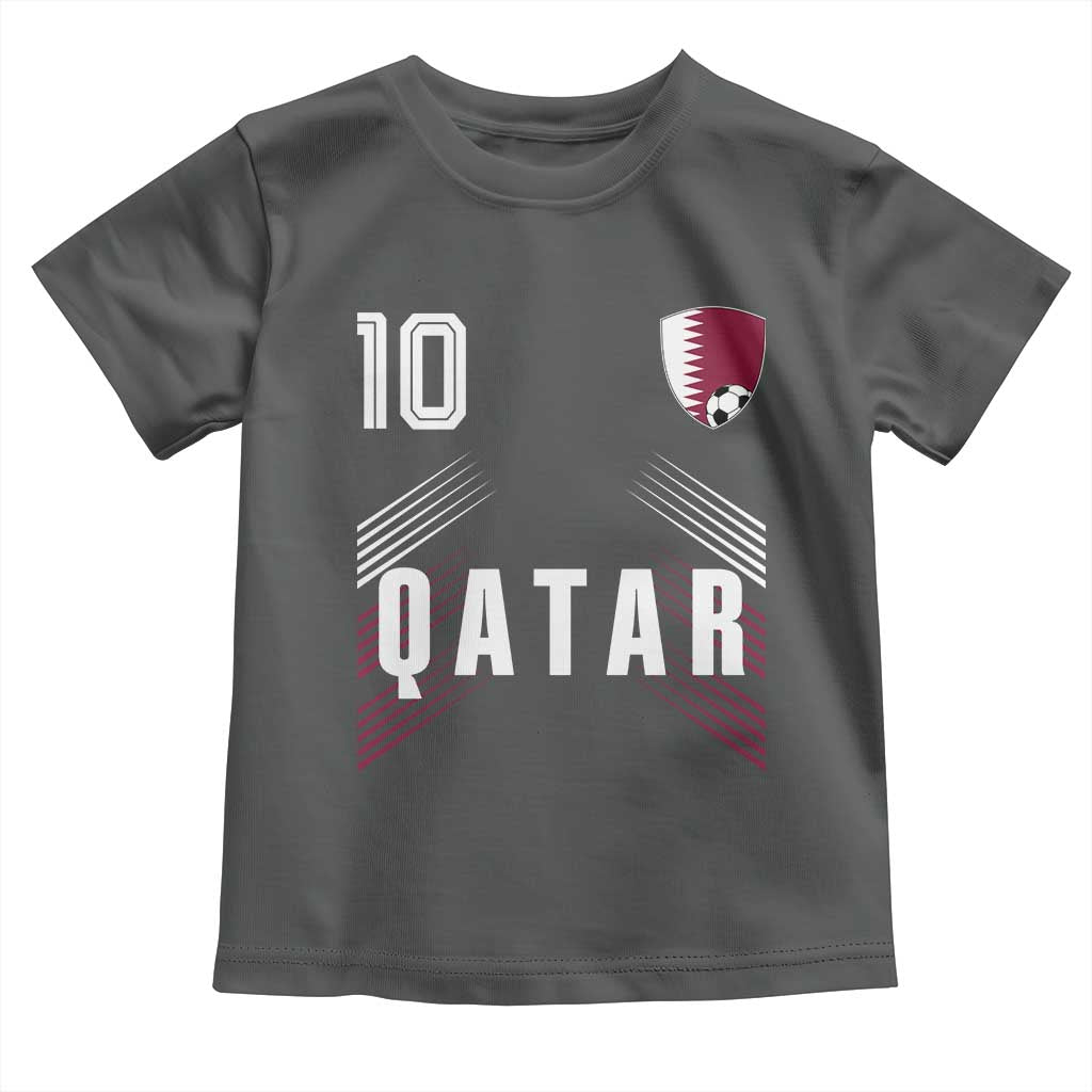 Qatar Soccer Sports Graphic Number 10 Jersey Style Toddler T Shirt Proud Qatari Football Fans Game Day Pride