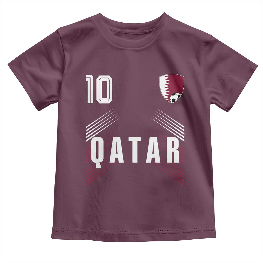 Qatar Soccer Sports Graphic Number 10 Jersey Style Toddler T Shirt Proud Qatari Football Fans Game Day Pride