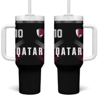 Qatar Soccer Sports Graphic Number 10 Jersey Style Tumbler With Handle Proud Qatari Football Fans Game Day Pride