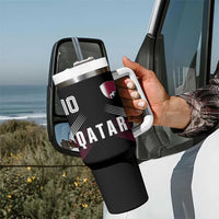 Qatar Soccer Sports Graphic Number 10 Jersey Style Tumbler With Handle Proud Qatari Football Fans Game Day Pride