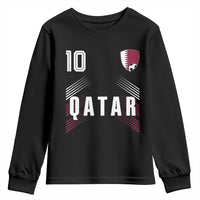 Qatar Soccer Sports Graphic Number 10 Jersey Style Youth Sweatshirt Proud Qatari Football Fans Game Day Pride