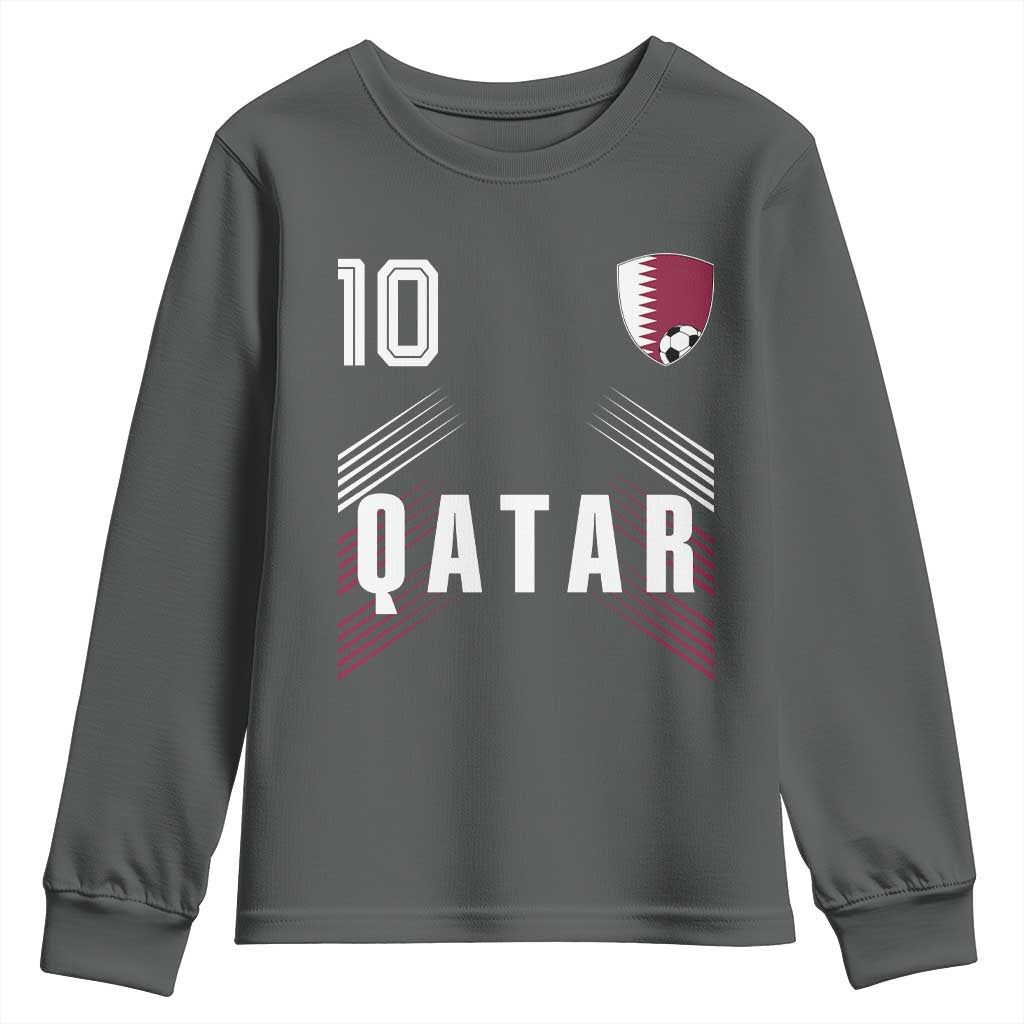 Qatar Soccer Sports Graphic Number 10 Jersey Style Youth Sweatshirt Proud Qatari Football Fans Game Day Pride