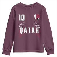 Qatar Soccer Sports Graphic Number 10 Jersey Style Youth Sweatshirt Proud Qatari Football Fans Game Day Pride