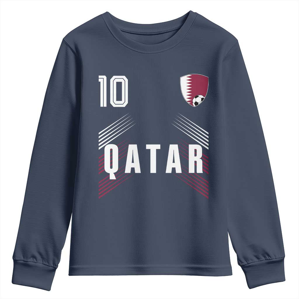 Qatar Soccer Sports Graphic Number 10 Jersey Style Youth Sweatshirt Proud Qatari Football Fans Game Day Pride