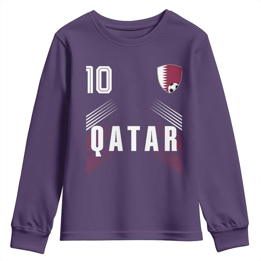 Qatar Soccer Sports Graphic Number 10 Jersey Style Youth Sweatshirt Proud Qatari Football Fans Game Day Pride