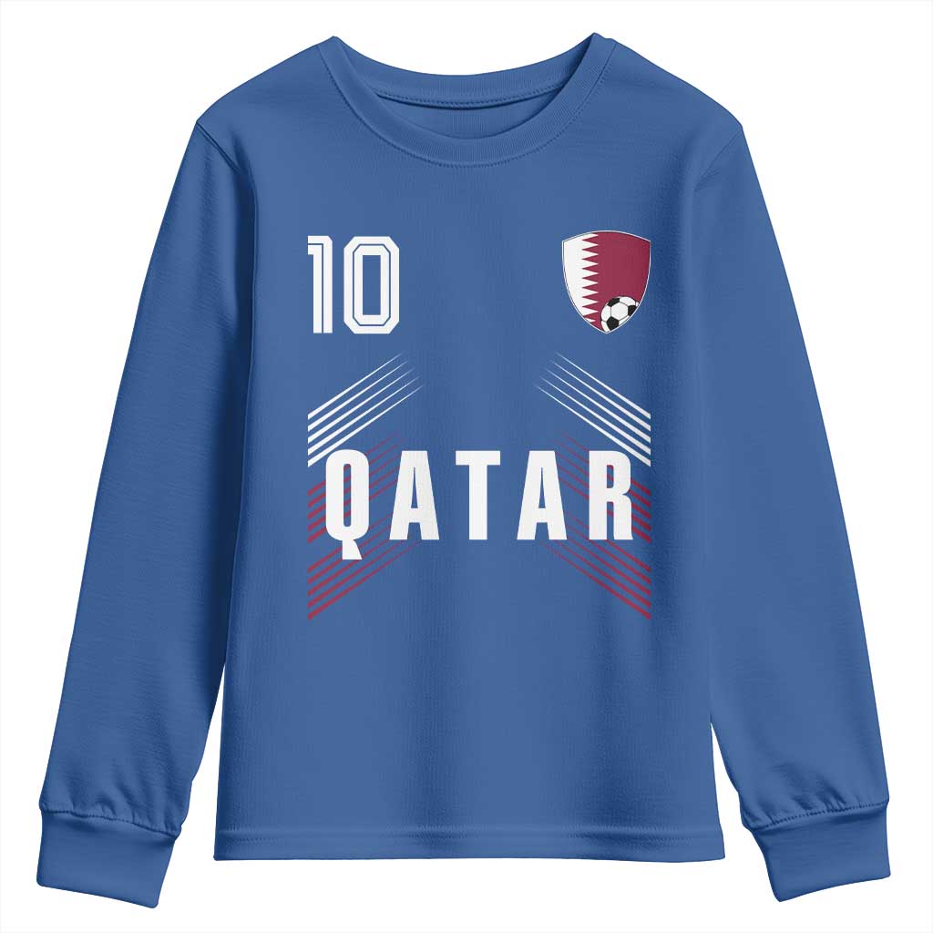 Qatar Soccer Sports Graphic Number 10 Jersey Style Youth Sweatshirt Proud Qatari Football Fans Game Day Pride