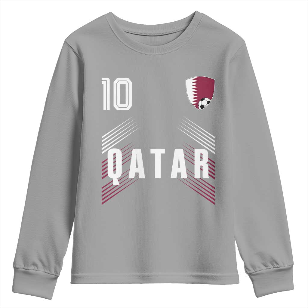 Qatar Soccer Sports Graphic Number 10 Jersey Style Youth Sweatshirt Proud Qatari Football Fans Game Day Pride