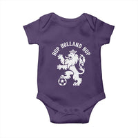 Hup Holland Hup Netherlands Crowned Lion Rampant Playing Football Graphic Baby Onesie Nederlands Coat of Arms Inspo Dutch Soccer Fans