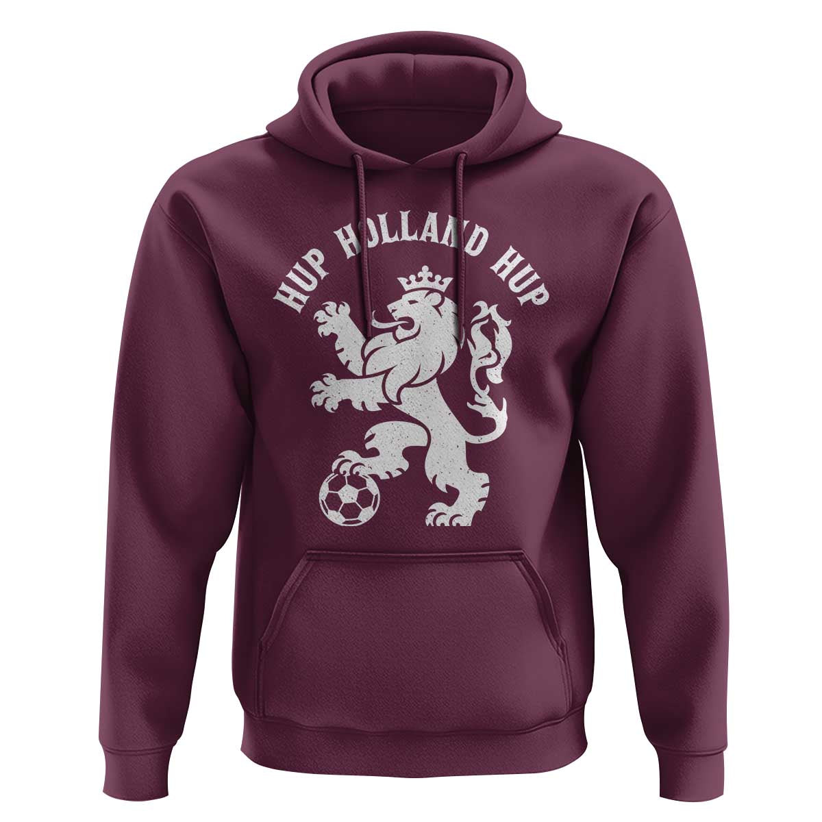 Hup Holland Hup Netherlands Crowned Lion Rampant Playing Football Graphic Hoodie Nederlands Coat of Arms Inspo Dutch Soccer Fans