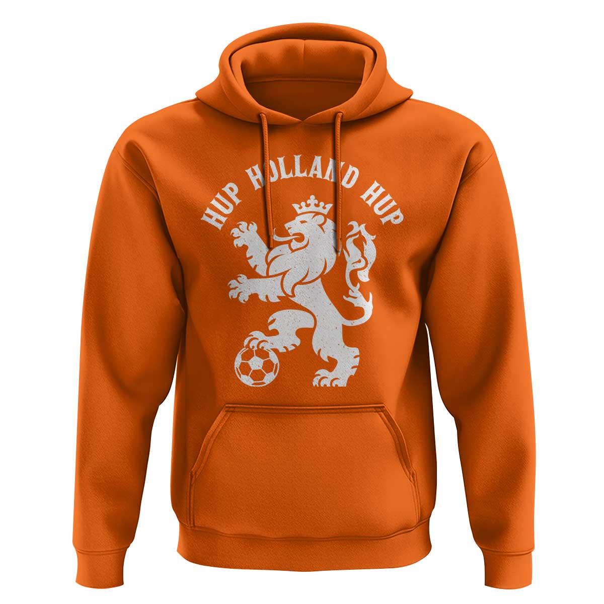 Hup Holland Hup Netherlands Crowned Lion Rampant Playing Football Graphic Hoodie Nederlands Coat of Arms Inspo Dutch Soccer Fans