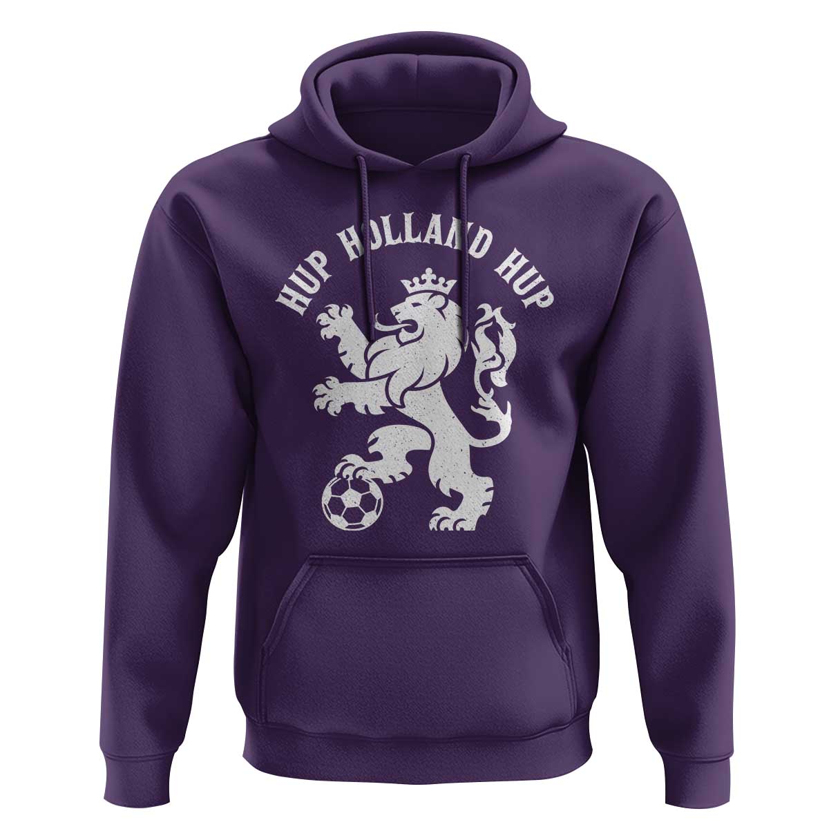 Hup Holland Hup Netherlands Crowned Lion Rampant Playing Football Graphic Hoodie Nederlands Coat of Arms Inspo Dutch Soccer Fans