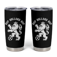 Hup Holland Hup Netherlands Crowned Lion Rampant Playing Football Graphic Tumbler Cup Nederlands Coat of Arms Inspo Dutch Soccer Fans