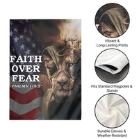 Faith Over Fear Psalm 118:5 Christian Patriotic Garden Flag Jesus Lion Cross American Flag