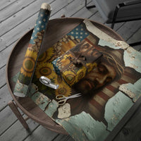 Christian American Cross Jesus Crown of Thorns Wrapping Paper Roll Patriotic Sunset with Sunflowers