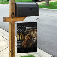 Lion of Judah Faith Patriotic Christian Garden Flag Jesus Praying with Cross American Flag