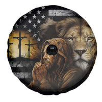 Lion of Judah Faith Patriotic Christian Spare Tire Cover Jesus Praying with Cross American Flag