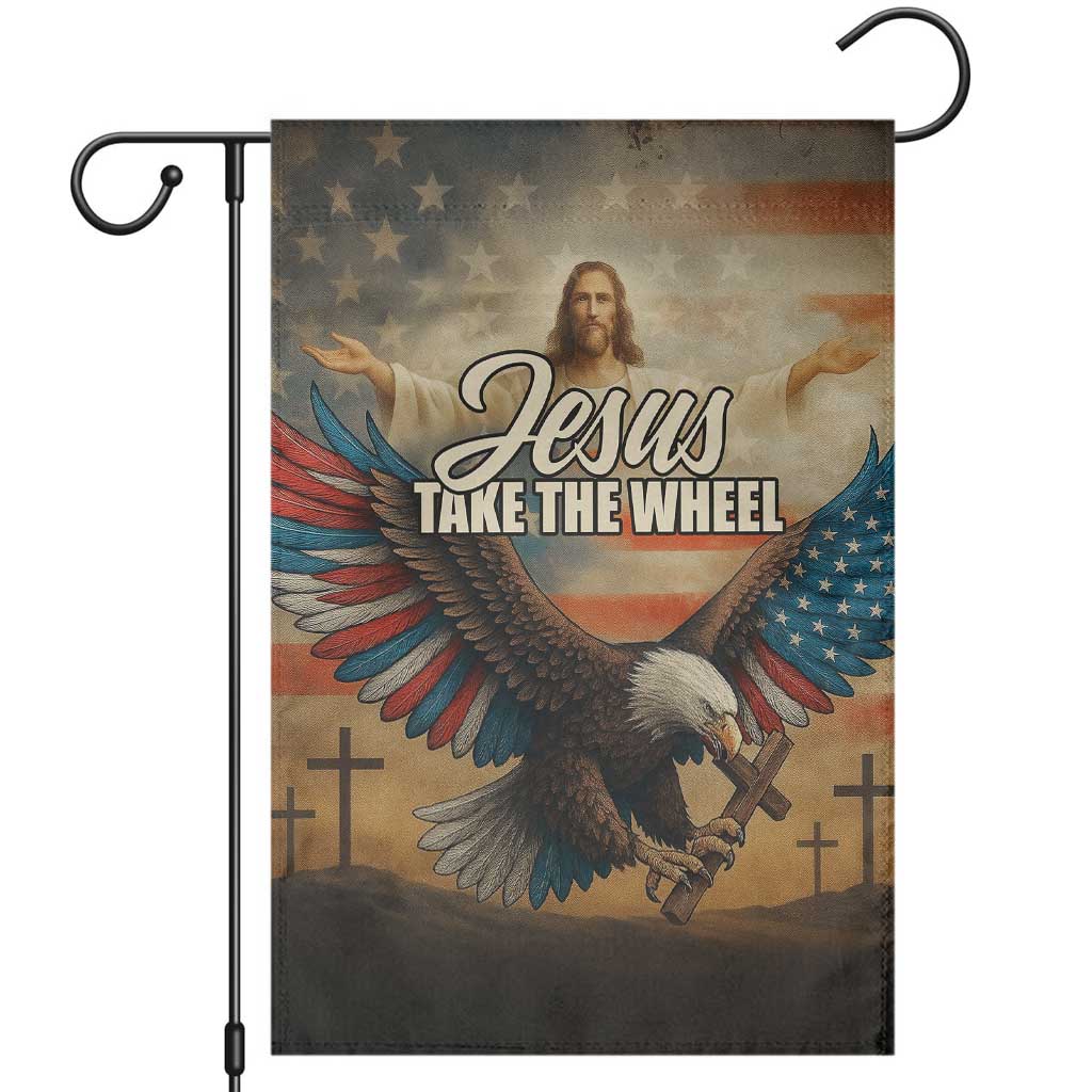 Jesus Take the Wheel Patriotic Eagle Garden Flag Christian American Flag Faith