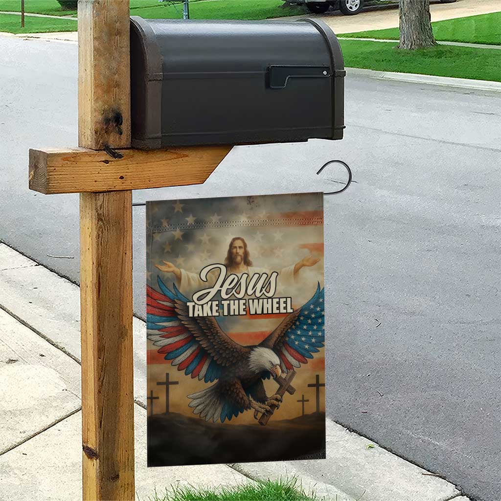Jesus Take the Wheel Patriotic Eagle Garden Flag Christian American Flag Faith