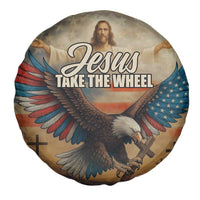 Jesus Take the Wheel Patriotic Eagle Spare Tire Cover Christian American Flag Faith