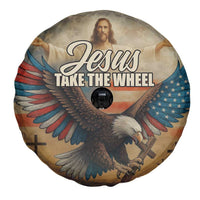 Jesus Take the Wheel Patriotic Eagle Spare Tire Cover Christian American Flag Faith